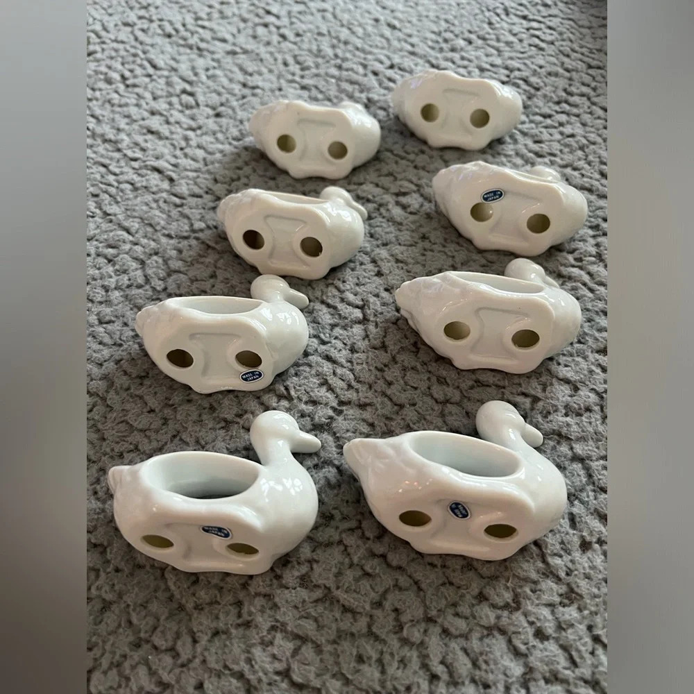 Vintage Himark Duck Napkin Rings Japan White Ceramic 1984 New Old Stock Set Of 8 - Picture 6 of 7